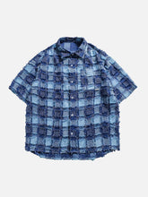 PLAID Splicing Short Sleeve Shirt