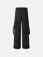 Pleated Bandage Drawstring Cargo Pants