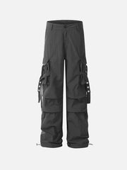 Pleated Bandage Drawstring Cargo Pants