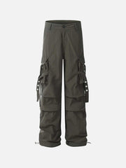 Pleated Bandage Drawstring Cargo Pants