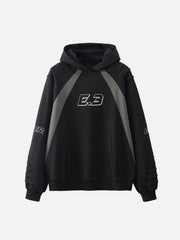 Pleated Material Splicing Hoodie