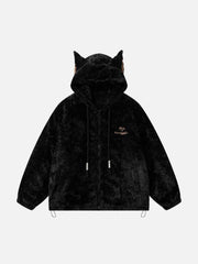 Plush Ear Hoodie Jacket
