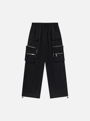 Printed Drawstring Multi-Pocket Cargo Pants
