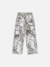 Printed Drawstring Multi-Pocket Cargo Pants