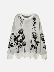 Raw Edge Rose Sweater