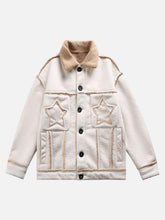 Raw Edge Star Embroidered Fleece Jacket