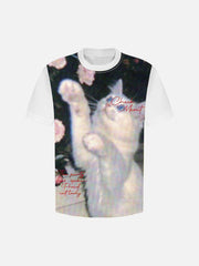 Retro Cute Cat Print T-Shirt