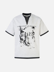 Retro Faux Two-Piece Print T-Shirt