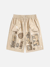 Retro Hieroglyphic Pattern Hip-Hop Shorts