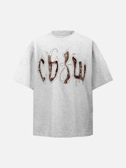 Retro Plaid Letter Embroidered T-Shirt