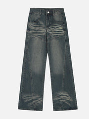 Retro Sun Faded Patchwork Jeans