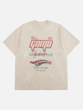 Retro Washed Contrast Color Broken Letters T-Shirt