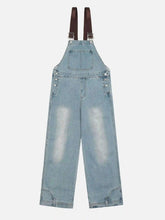 Reverse Stitching Overalls Wide-Leg Denim Jeans