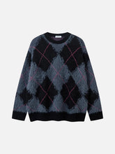 Rhombus Plaid Embroidery Sweater