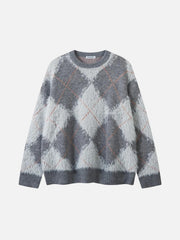 Rhombus Plaid Embroidery Sweater