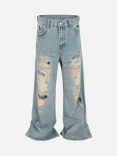 Ripped Distressed Baggy Flare Jeans