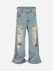 Ripped Distressed Baggy Flare Jeans