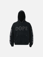 Rivet-Adorned Graphic Hoodie