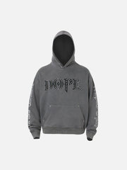Rivet-Adorned Graphic Hoodie