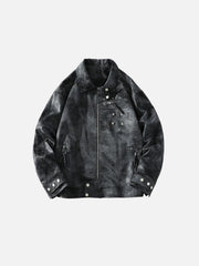 Rivet Washed Faux Leather Jacket