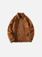 Rivet Washed Faux Leather Jacket