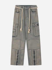 Rope Decoration Straight Jeans