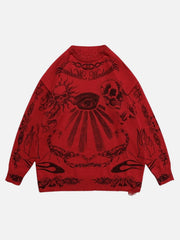 Skull Print Distressed Sweater