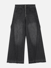 Slit Fringe Loose Jeans