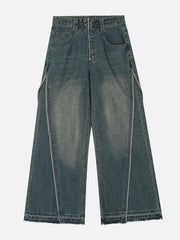 Slit Fringe Loose Jeans