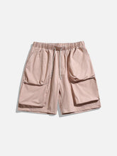 Solid Big Pocket Drawstring Shorts