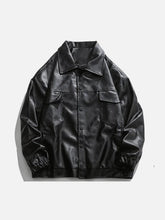 Solid Color Lapel PU Jacket
