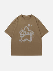 Solid Color Star Print Tee