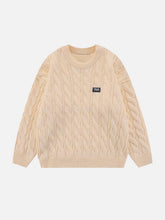 Solid Color Twist Knit Sweater