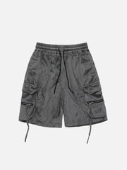 Solid Zip Up Big Pocket Shorts