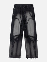 Spider Silhouette Pattern Stitching Jeans