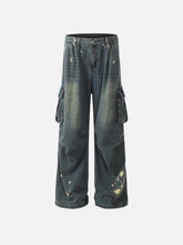 Splash-Ink Washed Baggy Jeans