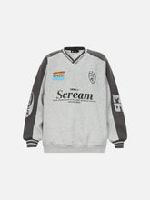 Spliced Letter Print V-Neck Sweatshirt