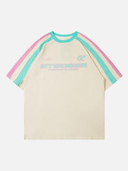 Sports Style Color-Blocked Splicing T-Shirt
