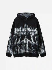 Star Graffiti Knitted Zip-Up Hoodie