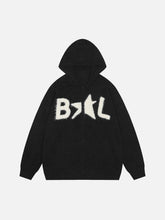 Star Knit Hooded Zip Up Cardigan Sweater
