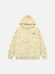 Stars Full Print Zip-Up Hoodie
