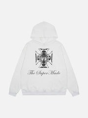 Street Cross Letters Print Hoodie