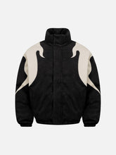 Street Flame Embroidered Suede Padded Puffer Jacket