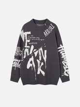 Street Letter Graffiti Jacquard Sweater
