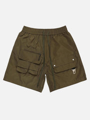 Street Patchwork Personalized Multi-Pocket Shorts