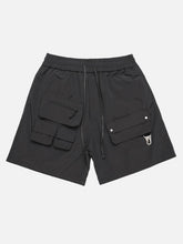 Street Patchwork Personalized Multi-Pocket Shorts