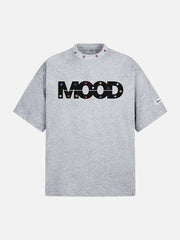 Street Retro MOOD Patch Embroidered Rivet T-Shirt