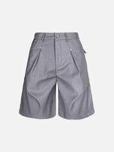Street Retro Pleated Rivet Shorts