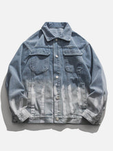 Striped Washed Ombré Denim Jacket