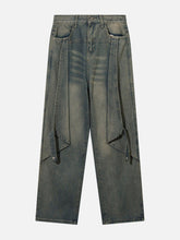 Symmetrical Panel Button-Down Jeans
